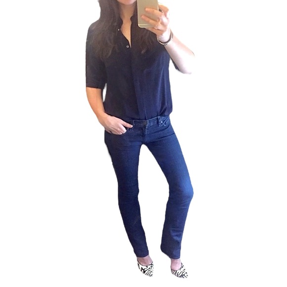 J Brand Denim - J Brand Dark Blue Indigo Wash Low Rise Straight Leg Boot Cut Denim Jeans - 26